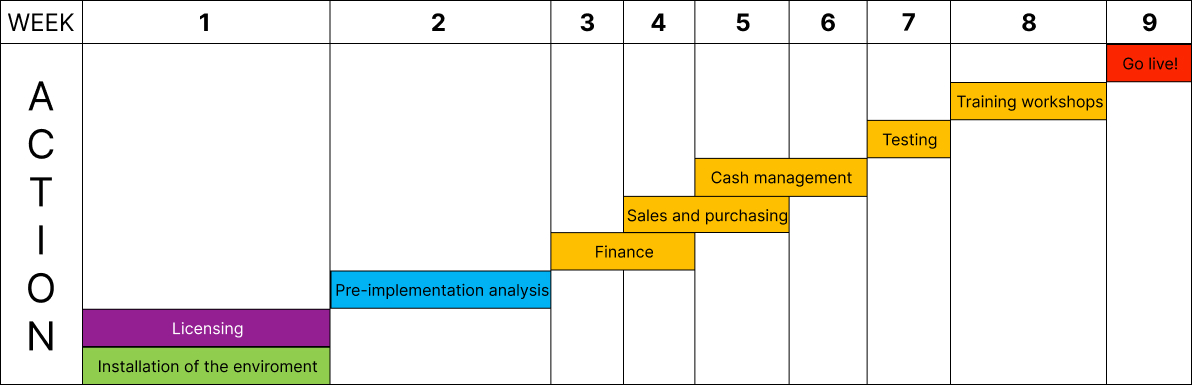 Sample implementation schedule Microsoft Dynamics