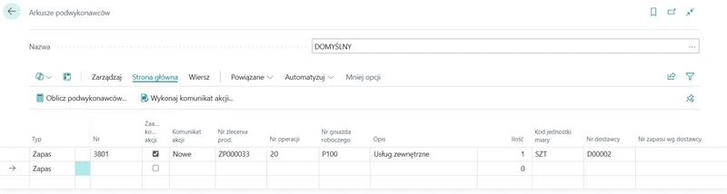 Microsoft Dynamics 365 Business Central - Obsługa podwykonwaców